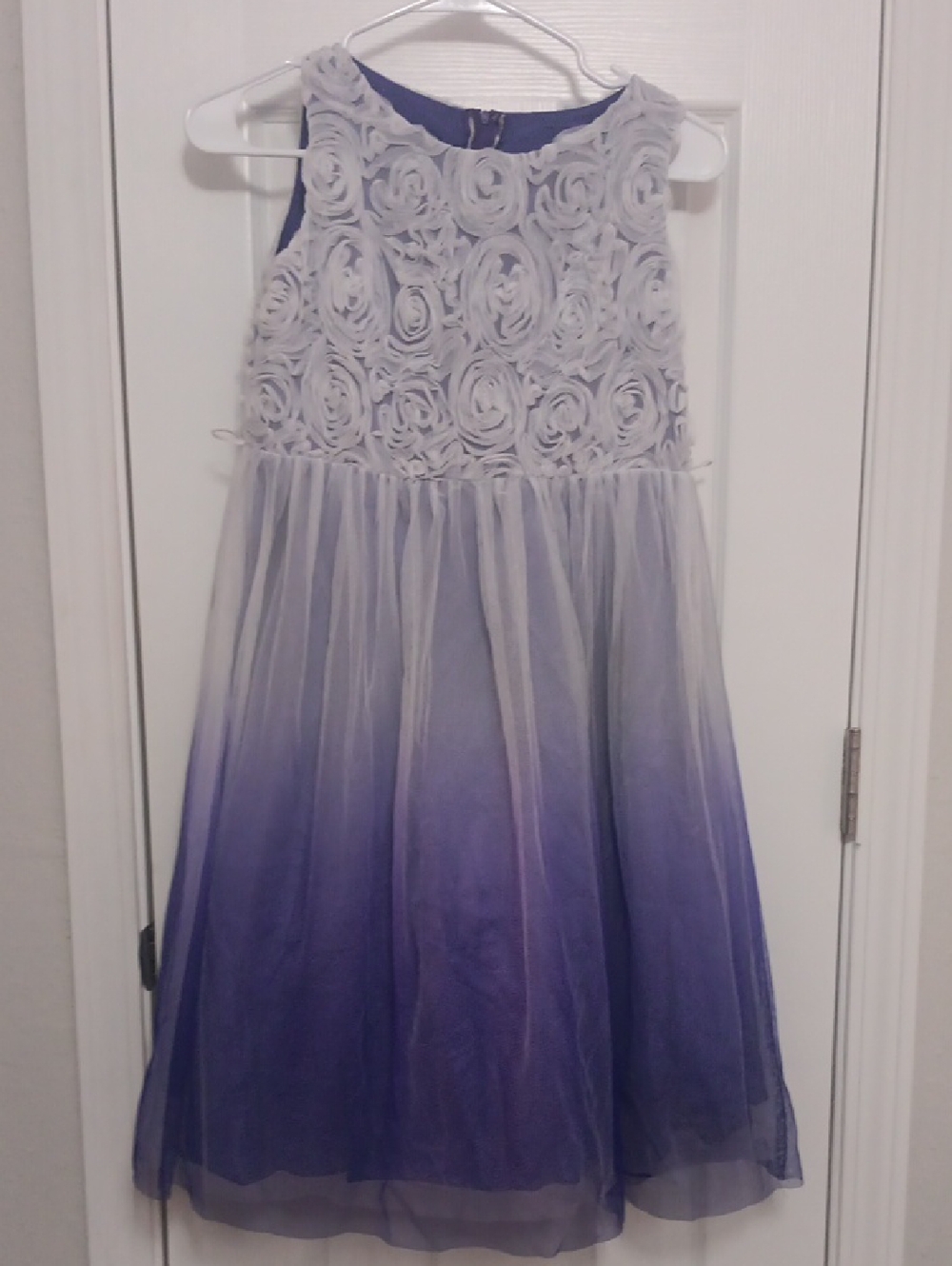 Kid's Dream White and Purple Ombre Rosette Tulle Dress